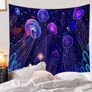 Sky Purple Jellyfish Print Home Decor Wall Cloth Tapestry