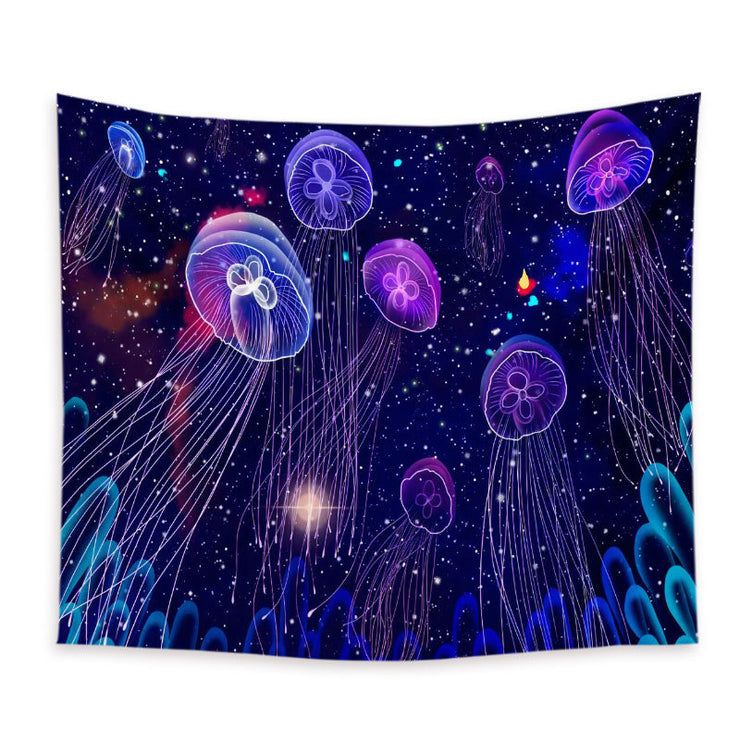 Sky Purple Jellyfish Print Home Decor Wall Cloth Tapestry