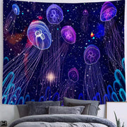 Sky Purple Jellyfish Print Home Decor Wall Cloth Tapestry