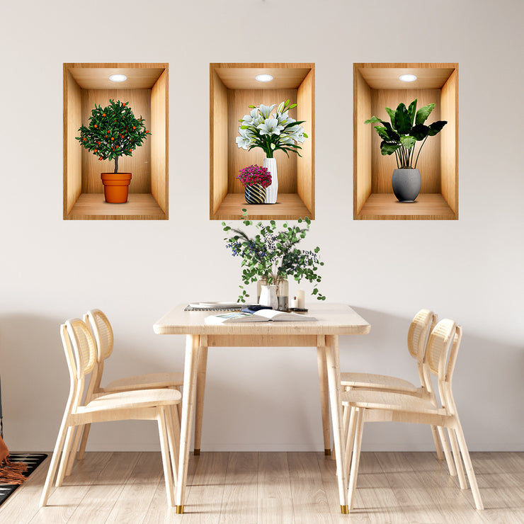 Only Darkstory 3D Effect Potted Triple Stickers Home Decor