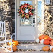 New Autumn Peony Halloween Pumpkin Wreath Home Decor